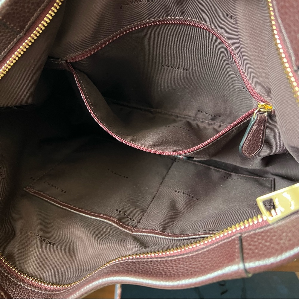 COACH SCOUT Oxblood Pebble Leather Hobo Shoulder Bag - Picture 9 of 13